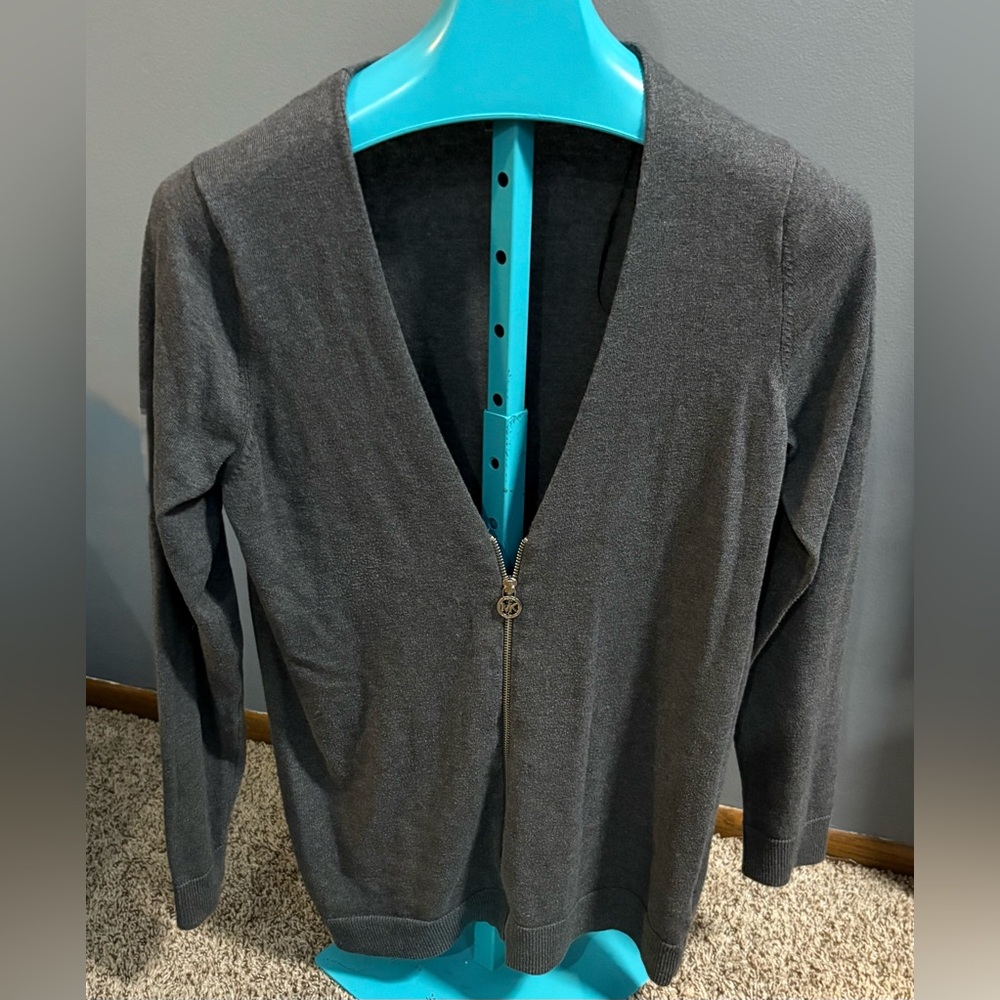 💜 BOGO Ladies Michael Kors Charcoal Zip-Up Sweater - Size 1X